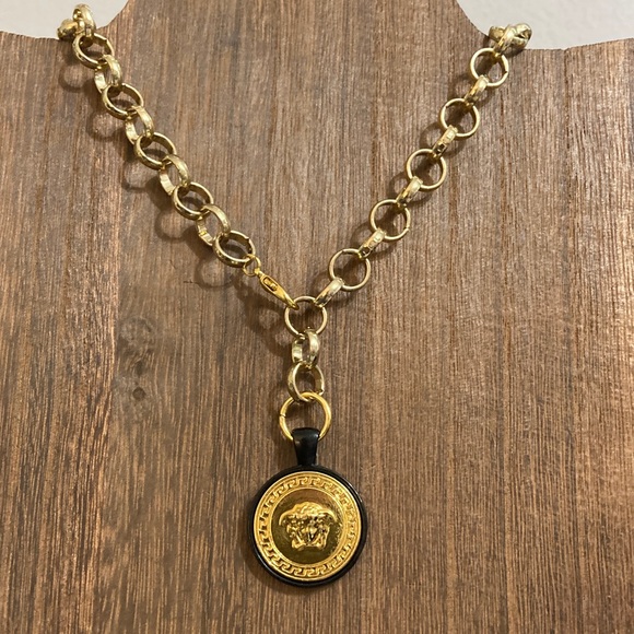 Versace Medusa Button Necklace Upcycled - Picture 2 of 8
